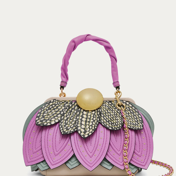 Bloom Petal Convertible Top Handle Designer Leather Handbag For