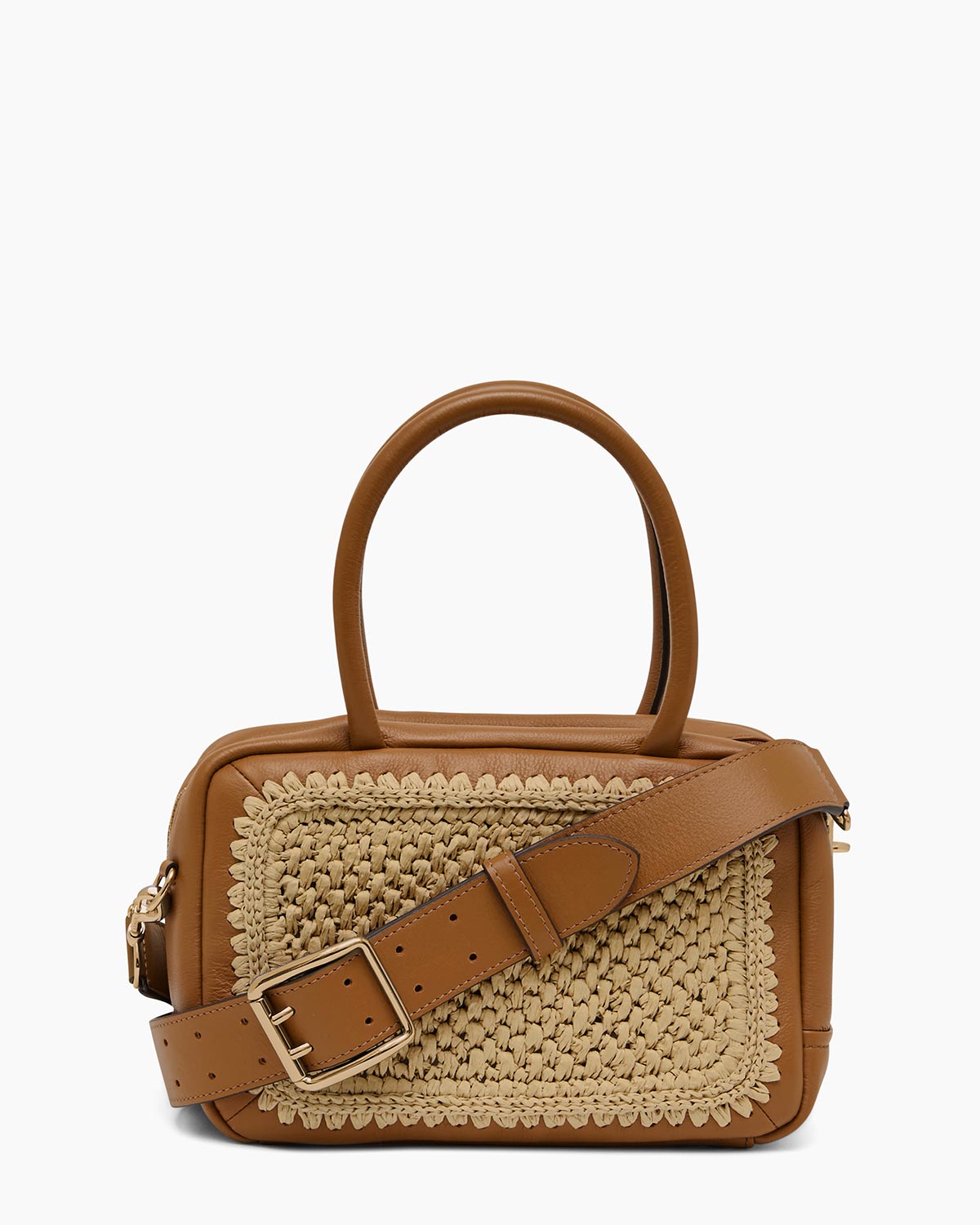 Raffia Ritual Midsize Satchel Designer Leather Handbag For Women