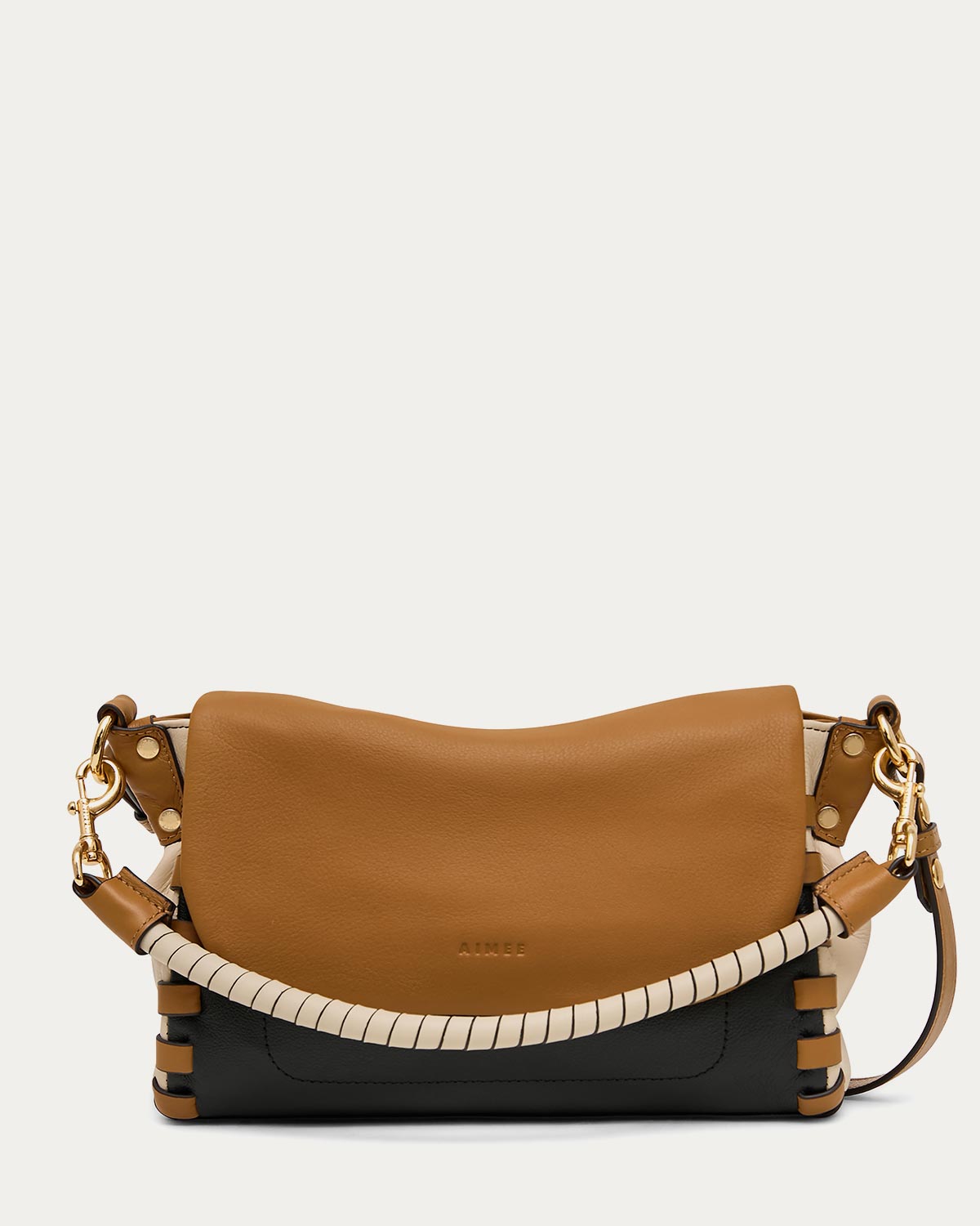 Latte Zen Convertible Crossbody Designer Leather Handbag For Women
