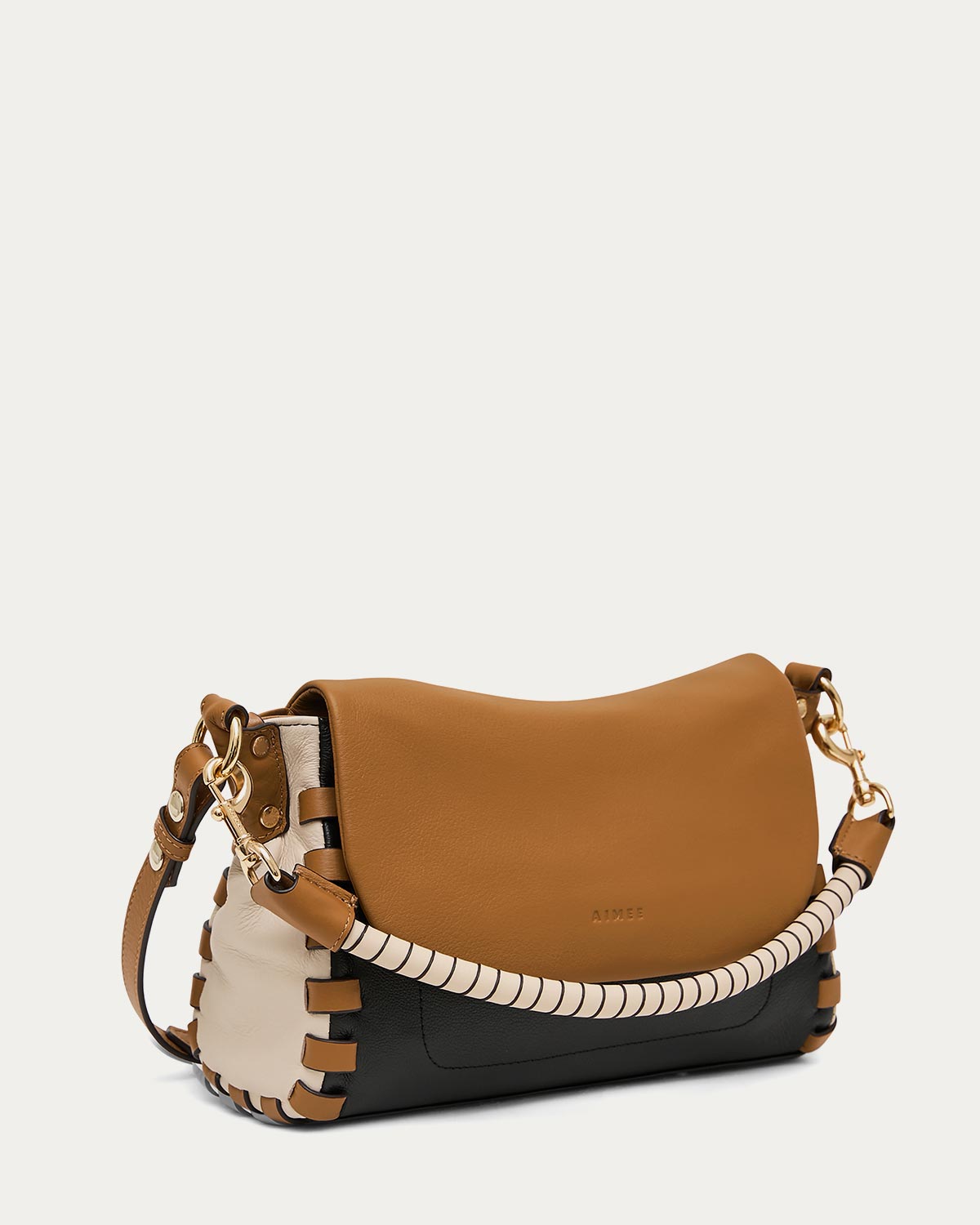 アンバサダー　AMB1520 Latte Zen Convertible Crossbody Designer Leather Handbag For Women