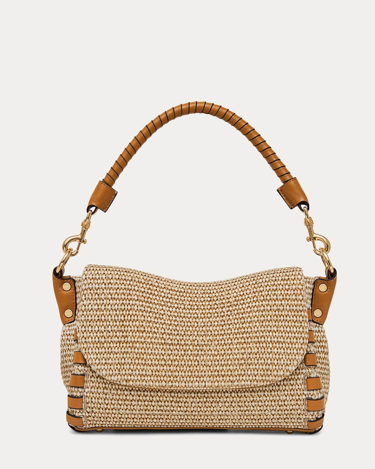 Raffia Zen Convertible Crossbody Designer Leather Handbag For