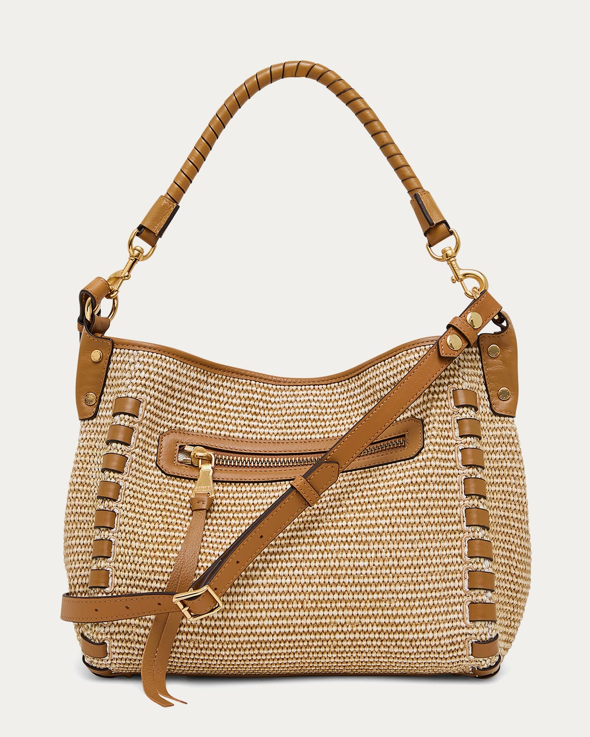 Raffia Zen Hobo Designer Leather Handbag For Women | AIMEE by