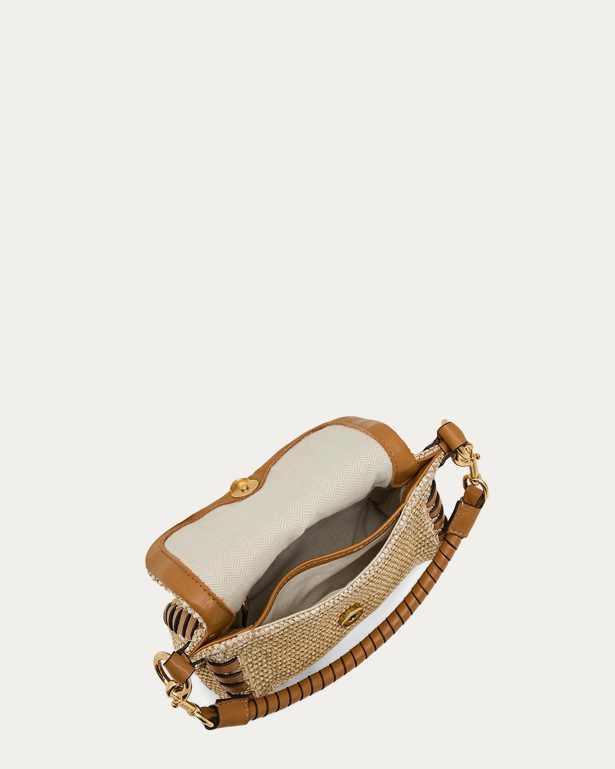 Kuu アイボリー レザー Raffia Zen Mini Crossbody Designer Leather Handbag For Women