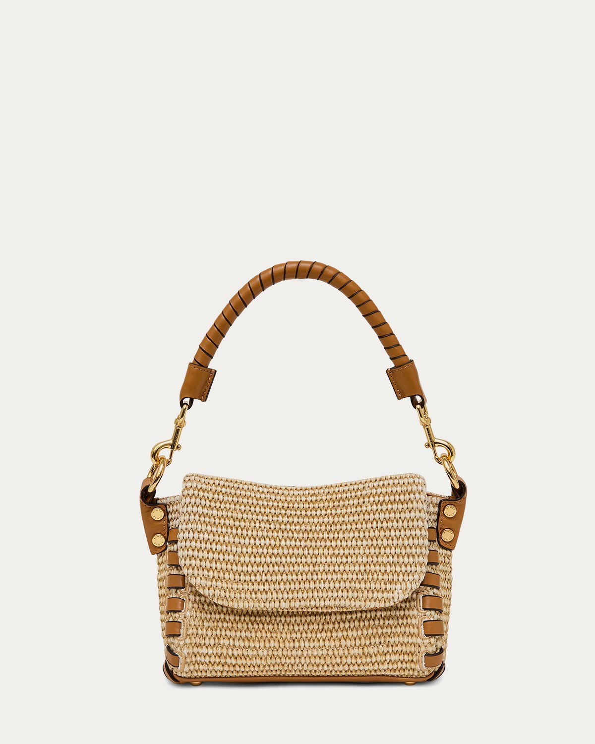 Kuu アイボリー レザー Raffia Zen Mini Crossbody Designer Leather Handbag For Women