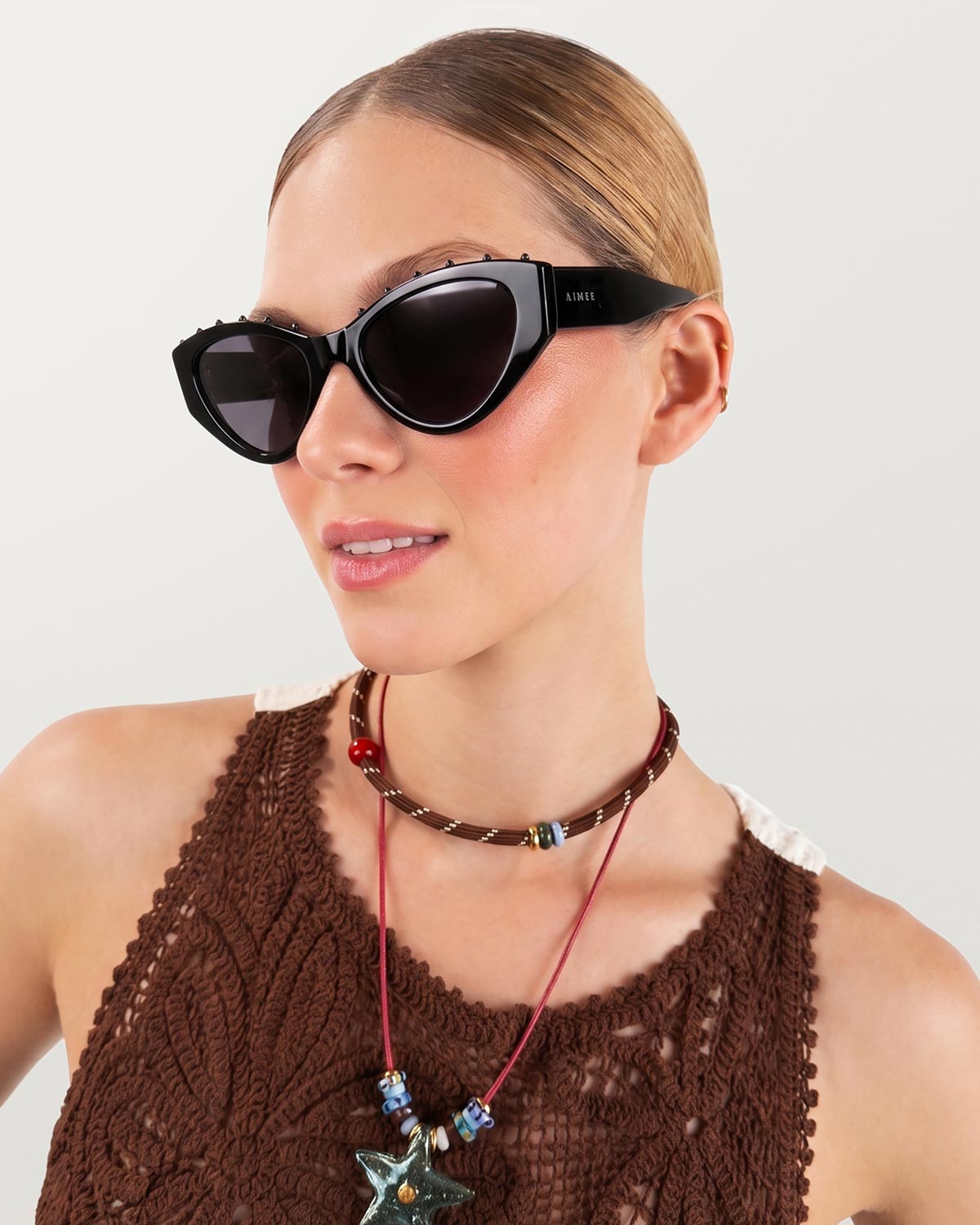 Black Stud Styler Cat Eye Sunglasses| AIMEE by Aimee Kestenberg
