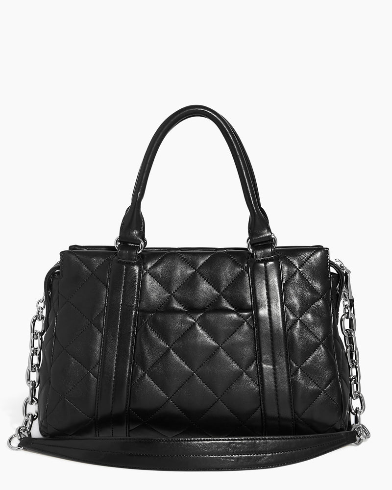 Maven Quilted Convertible Satchel Black