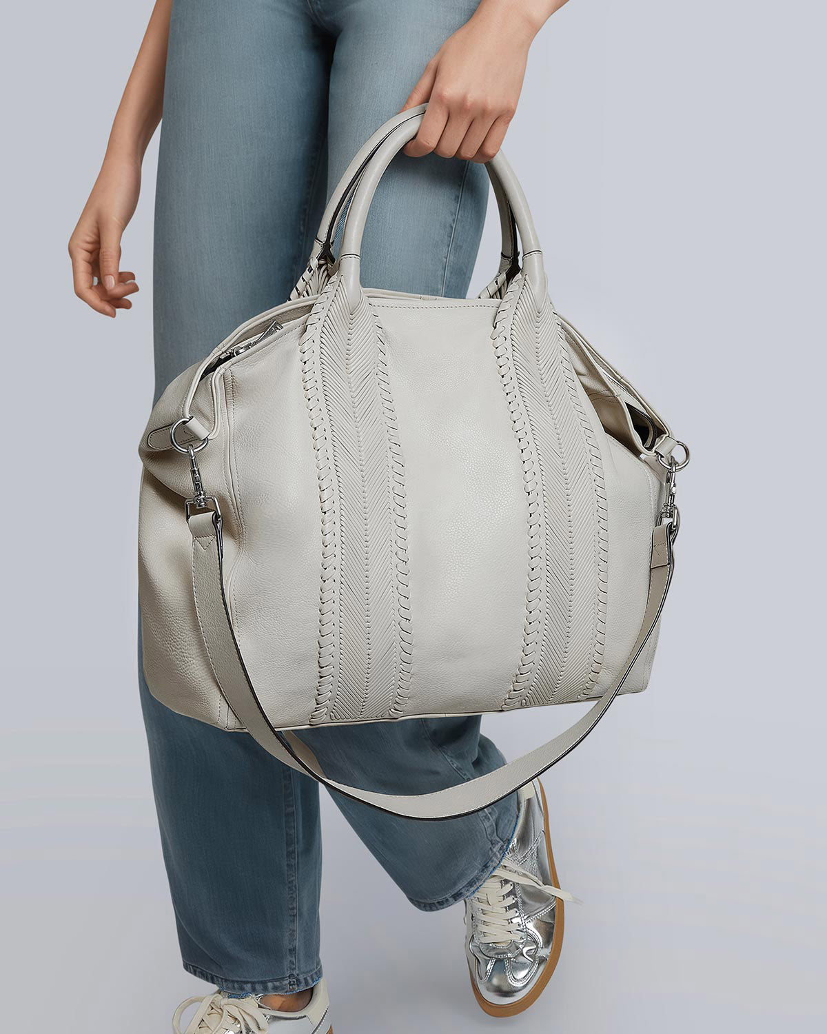 Chalk All For Love Convertible Top Zip Tote Designer Leather