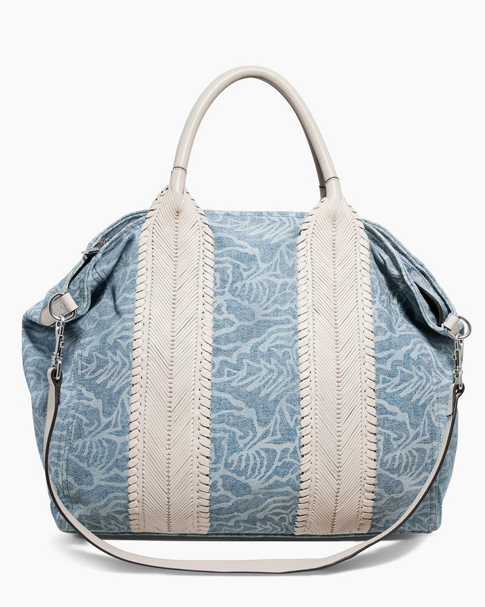 ﻿aimee kestenberg All For Love Convertible Top Zip Tote Denim Garden