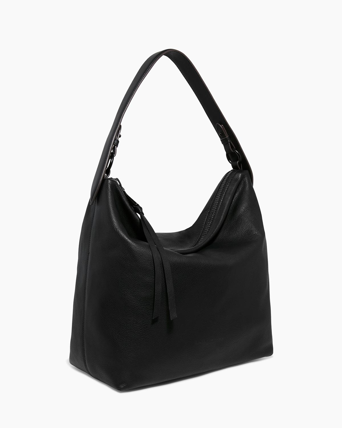 Black Ava Ziptop Hobo Designer Leather Handbag For Women | AIMEE