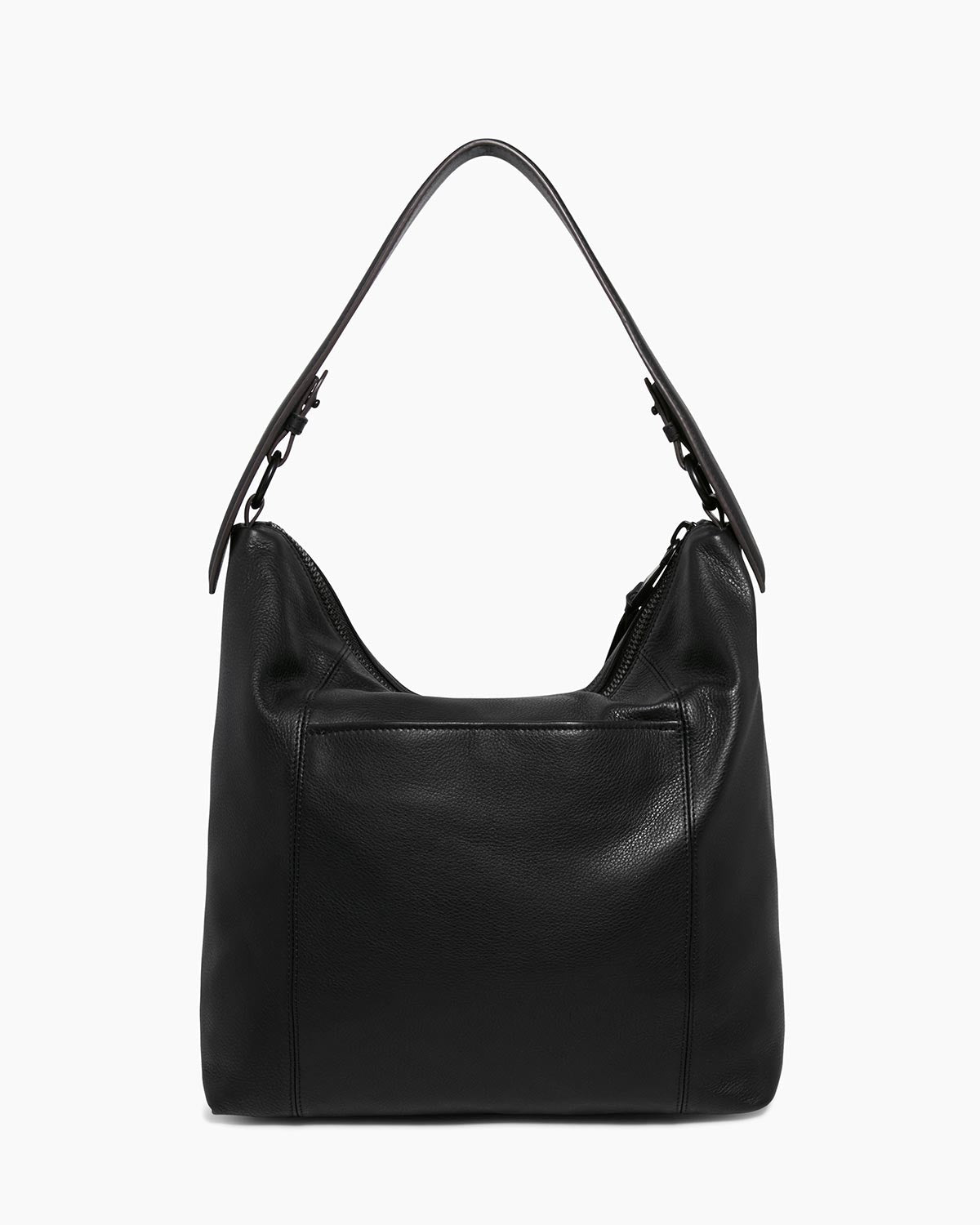 Black Ava Ziptop Hobo Designer Leather Handbag For Women | AIMEE