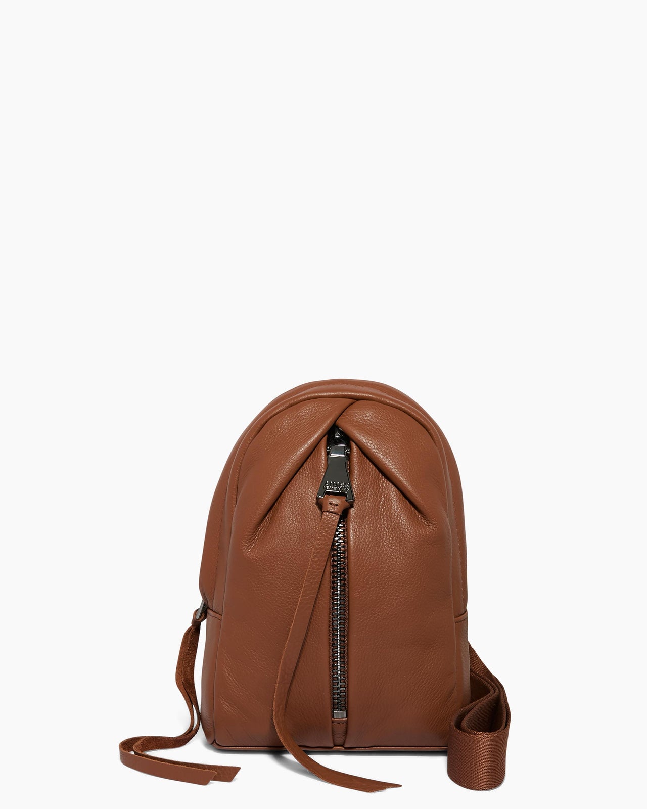 A chestnut Tamitha Leather Sling Bag from Aimee Kestenberg on a white background.