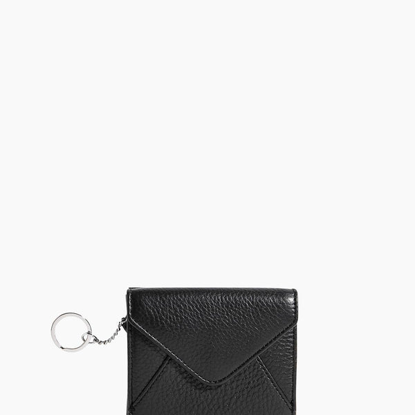 Black Zip It Up Trifold Wallet Designer Leather Handbag For Women