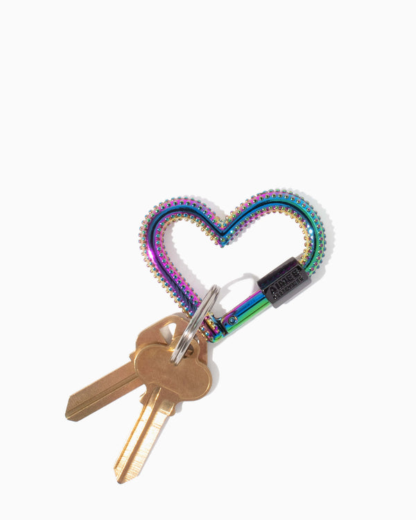 It's A Love Thing Heart Key Fob With Spikes Iridescent - key chain