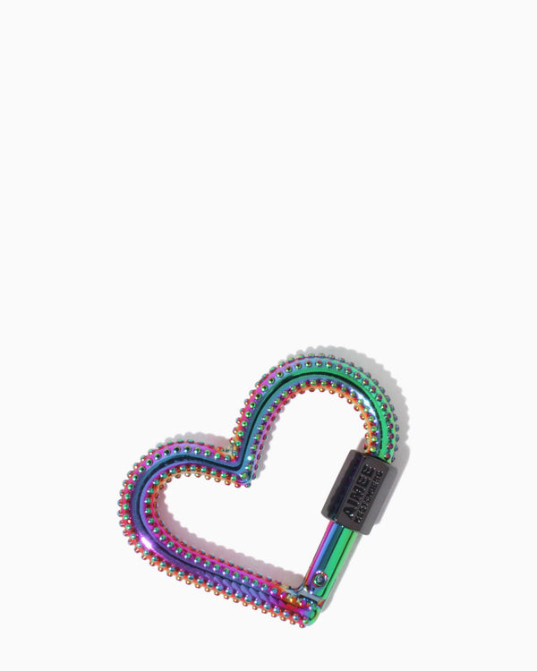 It's A Love Thing Heart Key Fob With Spikes Iridescent - front