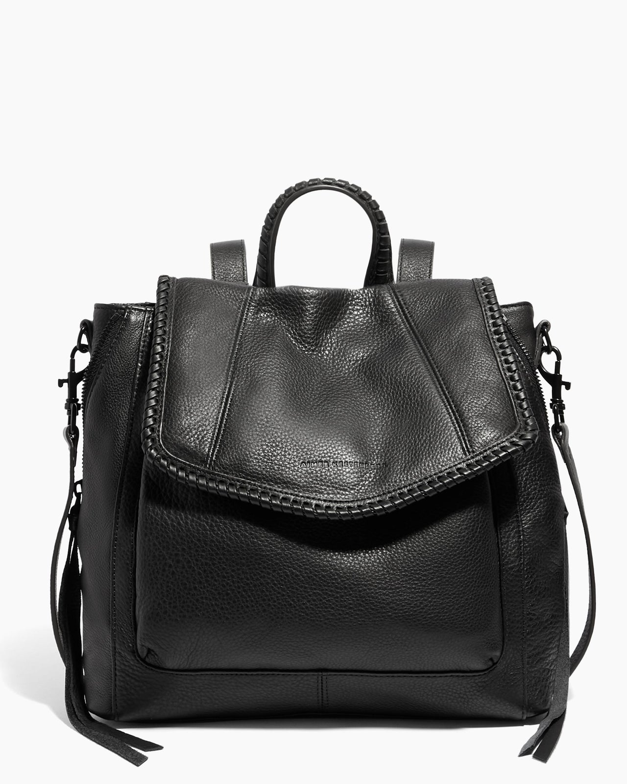 A black All For Love Convertible Leather Backpack Purse from Aimee Kestenberg on a white background