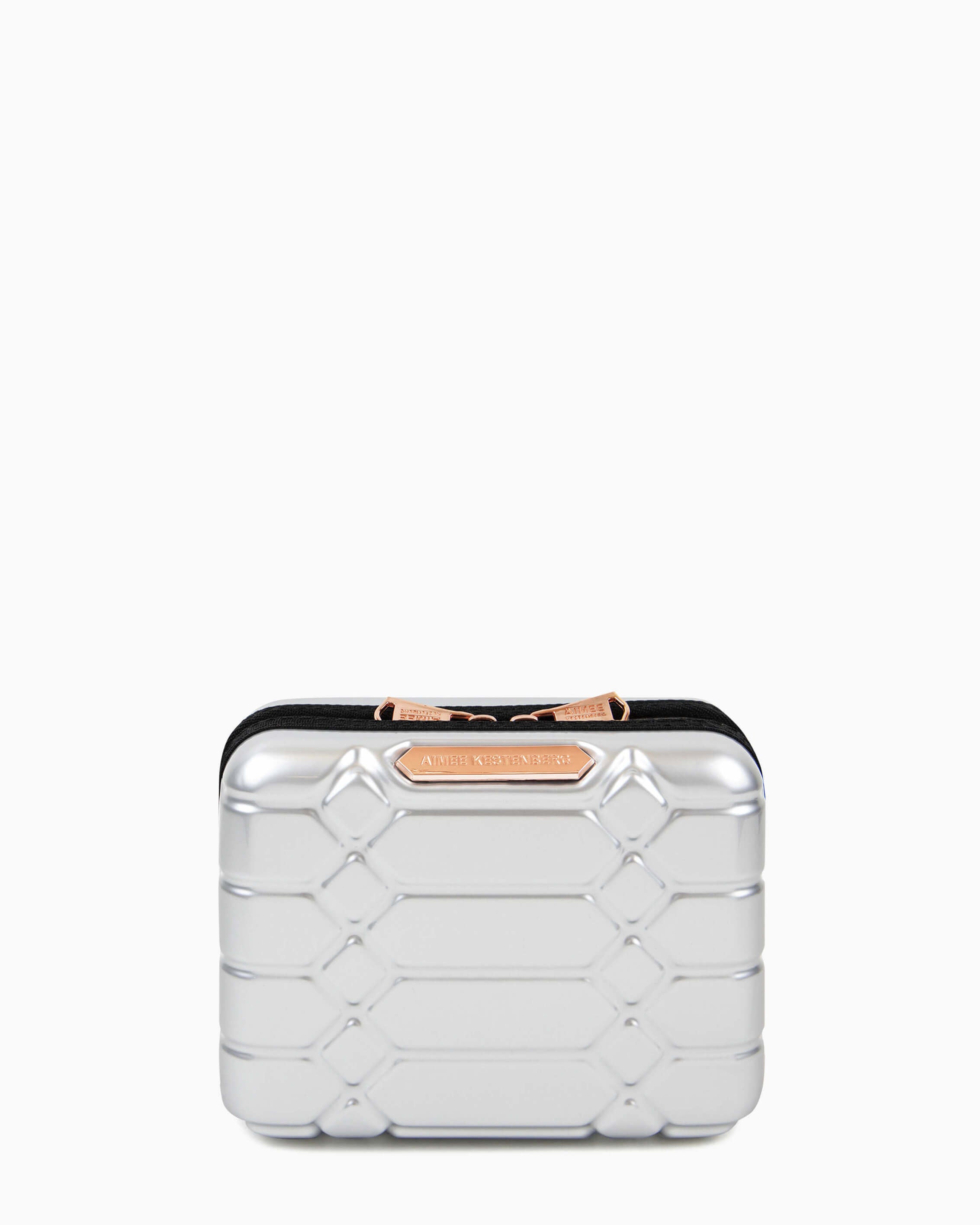 Aimee Kestenberg  Small Hard Case Cosmetic Bag Silver Python