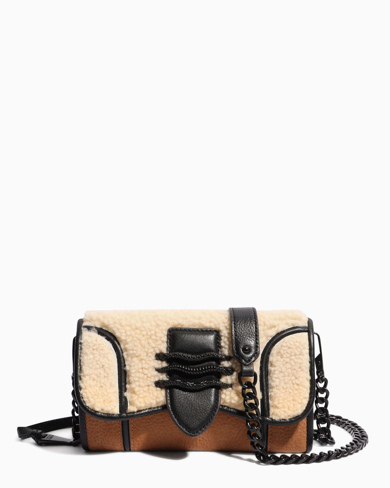 Fierce & Fab Wallet On A Chain - shearling front