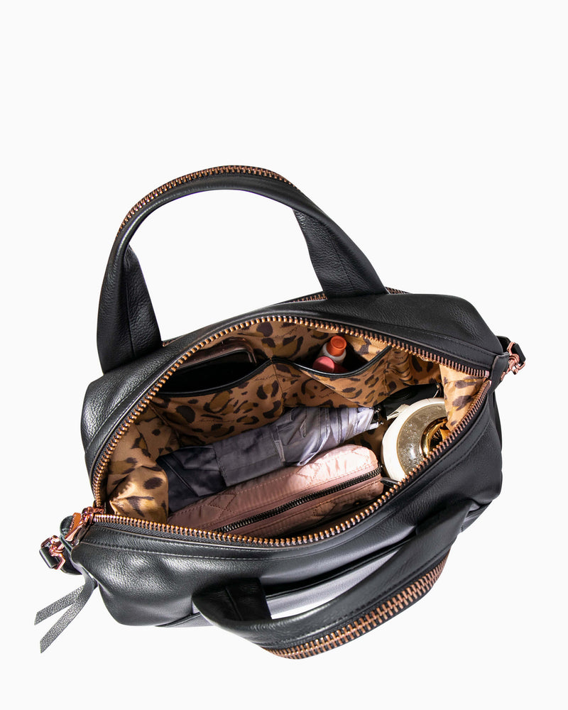 Night Is Young Satchel - charcoal interior functionality