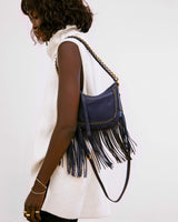 Take Me Out Fringe Crossbody Olive - on model