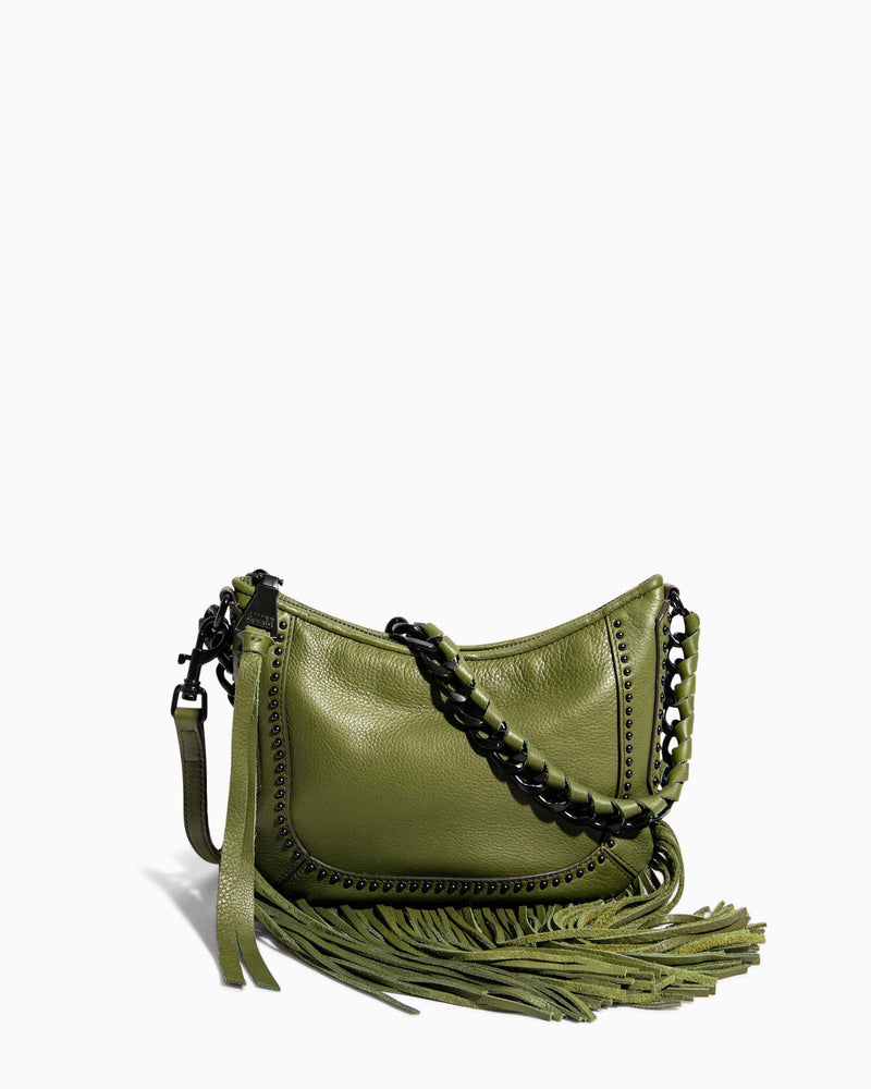 Take Me Out Fringe Crossbody Olive - front