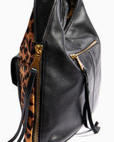 When In Milan Hobo Large Leopard Haircalf - gusset zipper detail