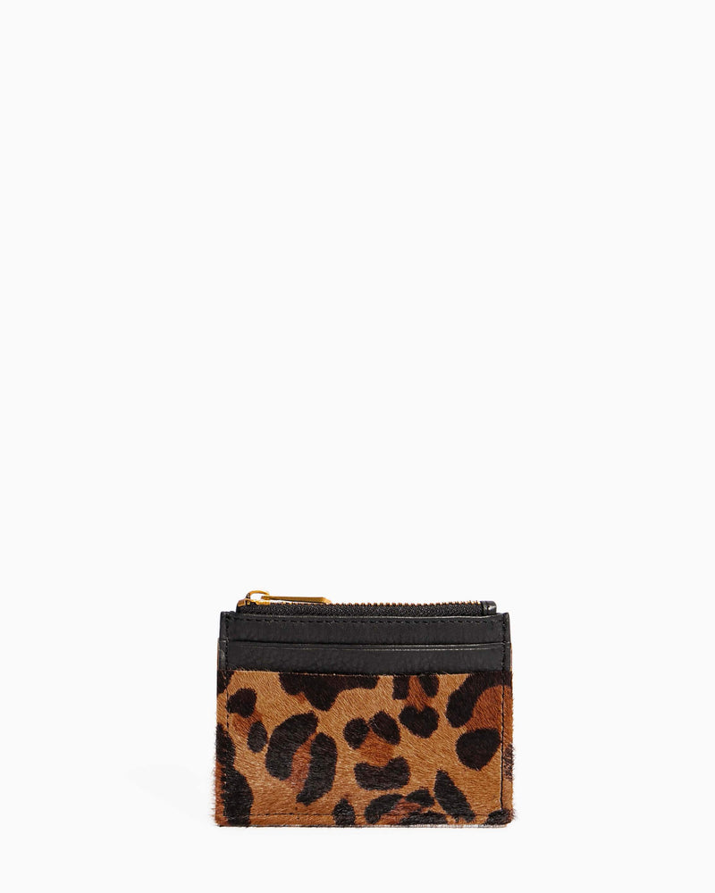 Zip It Up Card Case Large Leopard Haircalf - front