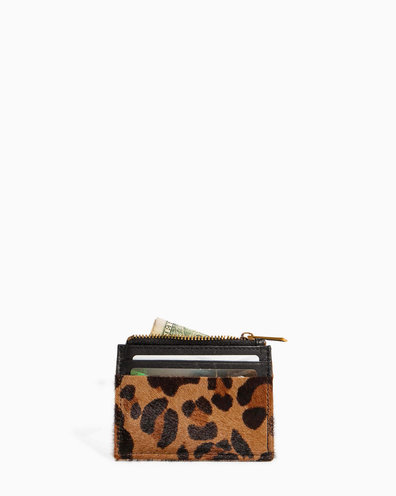 Zip It Up Card Case Large Leopard Haircalf - wallet functionality