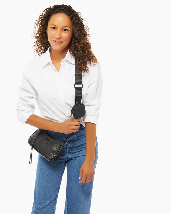 Topaz Crossbody with Pods Pouch- on model