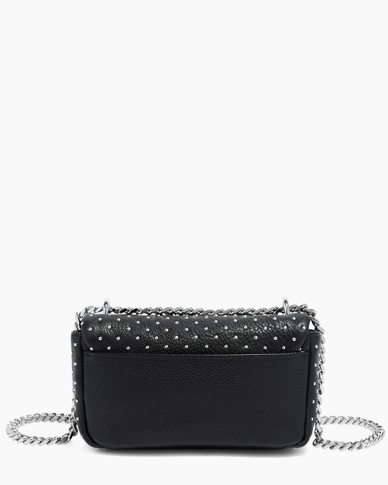 Black Quilted Silver Chain Detail Shoulder Bag