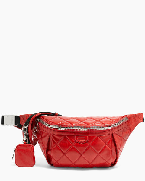 Prada Quilted Logo Belt Bag in Red