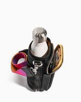 On Top Of The World Water Bottle Crossbody Black With Ombre Strap - interior functionality
