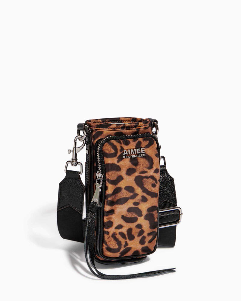 On Top Of The World Water Bottle Crossbody Jungle Leopard - side angle