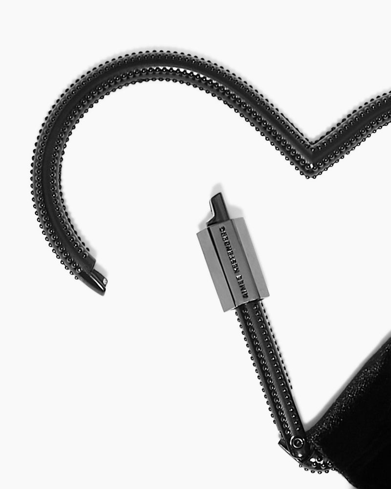 NWT! Aimee Kestenberg Handheld Leather Pouch All My Heart Black w/Jewels