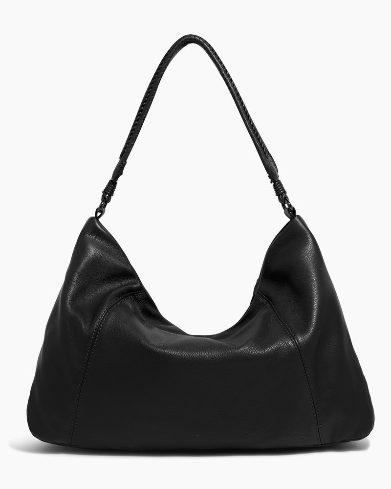 Black Leather Hobo Bag - Slouchy Leather Purse For Women