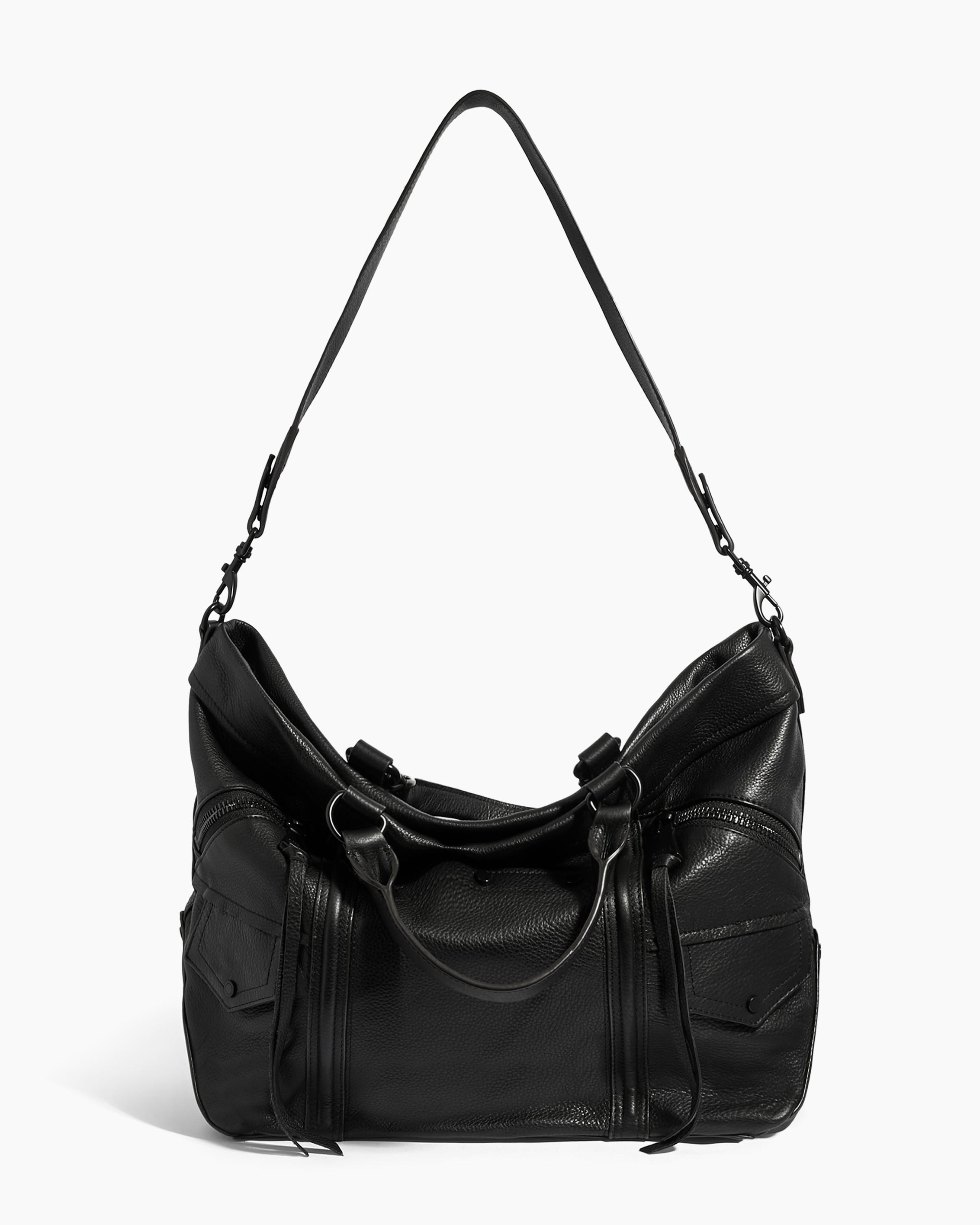 Black Fair Game Convertible Tote Designer Leather Handbag For