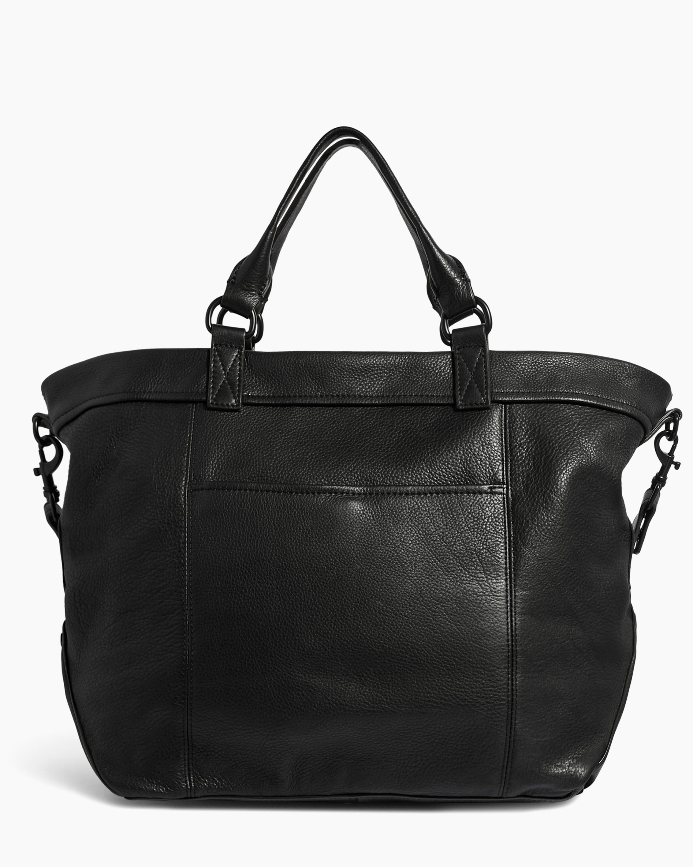 Black Fair Game Convertible Tote Designer Leather Handbag For