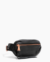 Heart Chain Bum Bag Black With Rose Gold - side angle