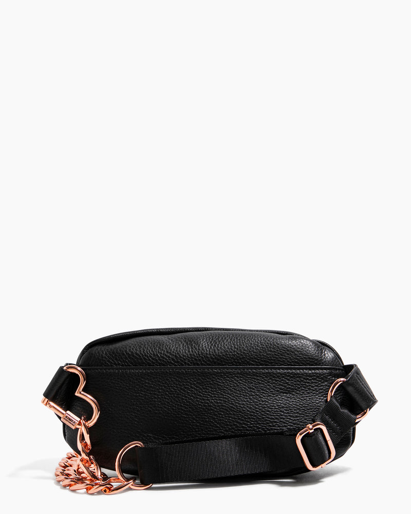 Heart Chain Bum Bag Black With Rose Gold - back