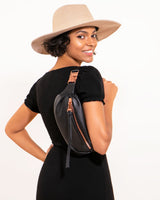 Milan Bum Bag Black With Rose Gold - on model