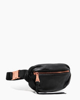 Milan Bum Bag Black With Rose Gold - side angle