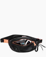 Milan Bum Bag Black With Rose Gold - interior functionality