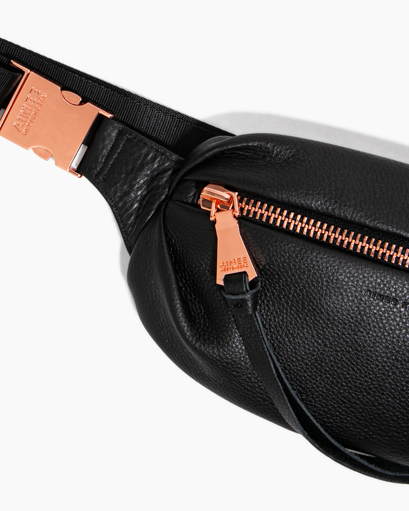 Milan Bum Bag Black With Rose Gold - detail