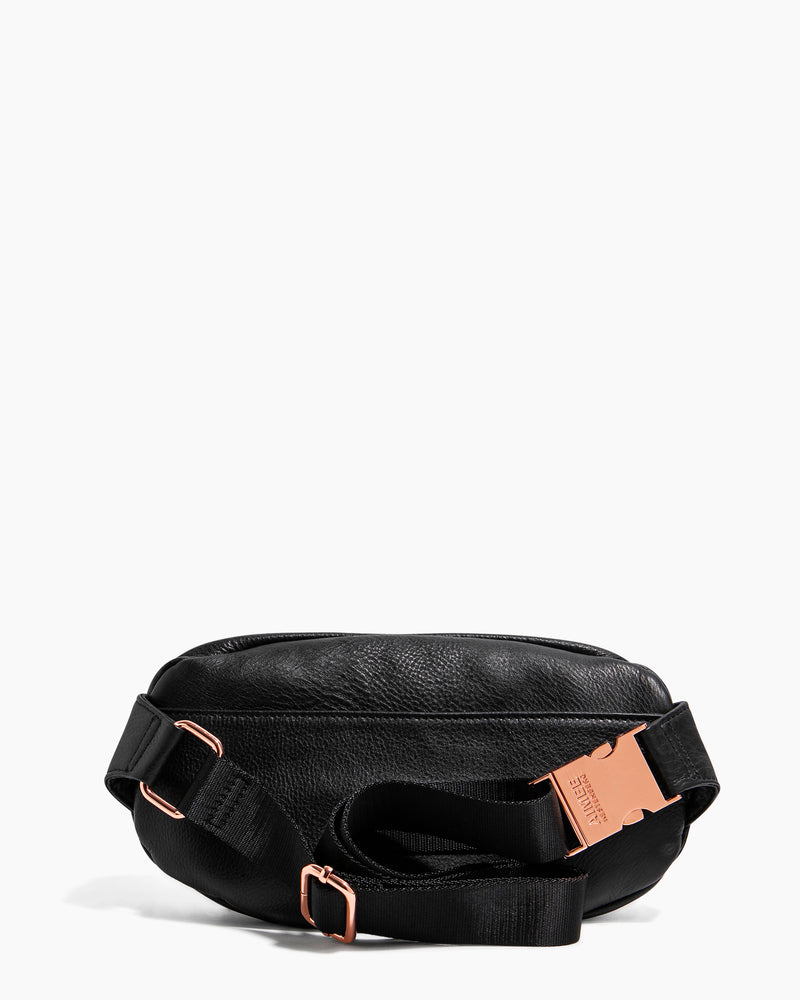 Milan Bum Bag Black With Rose Gold - back