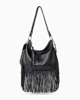 Beach Babe Fringe Hobo - black front