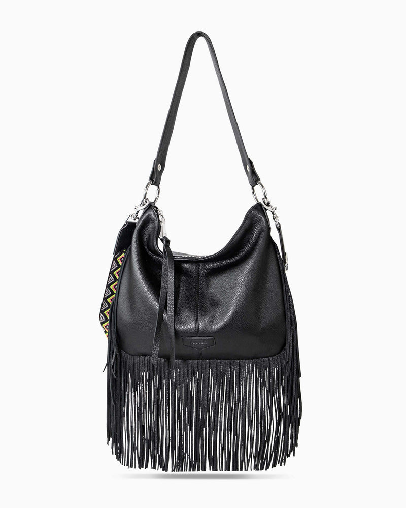 Beach Babe Fringe Hobo - black front
