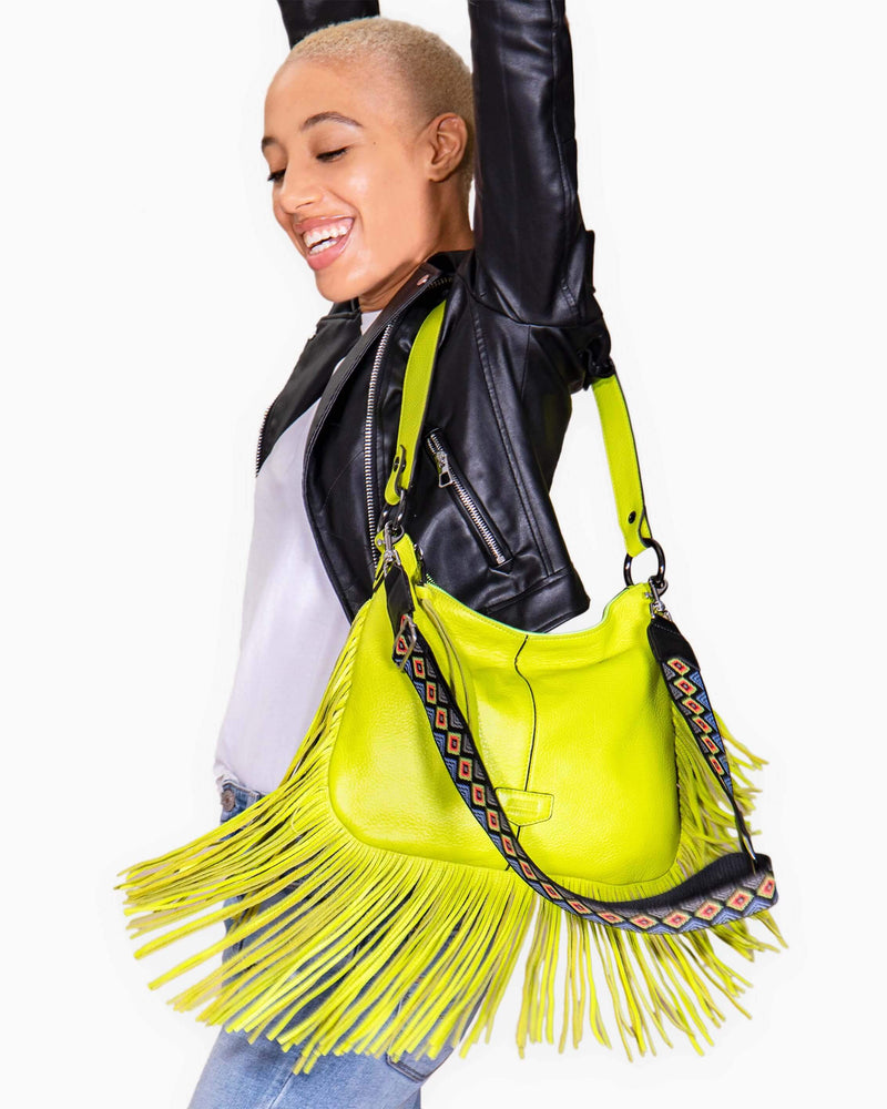 Beach Babe Fringe Hobo - on model
