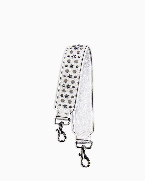Starfish Studs Bag Strap - metallic silver front
