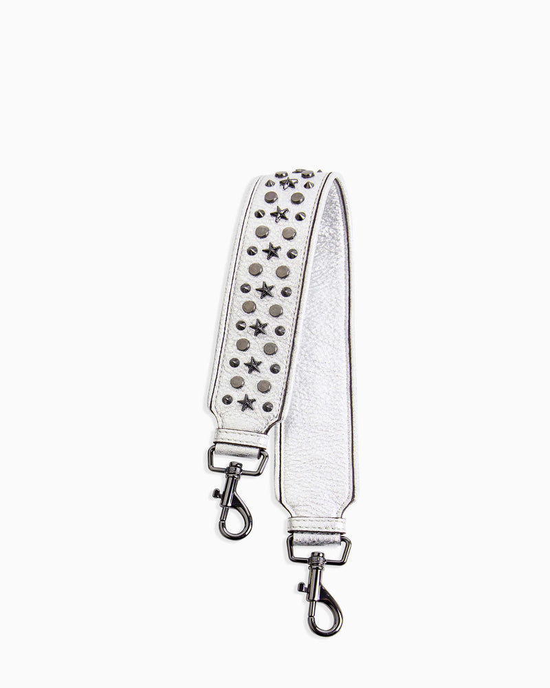 Starfish Studs Bag Strap - metallic silver front