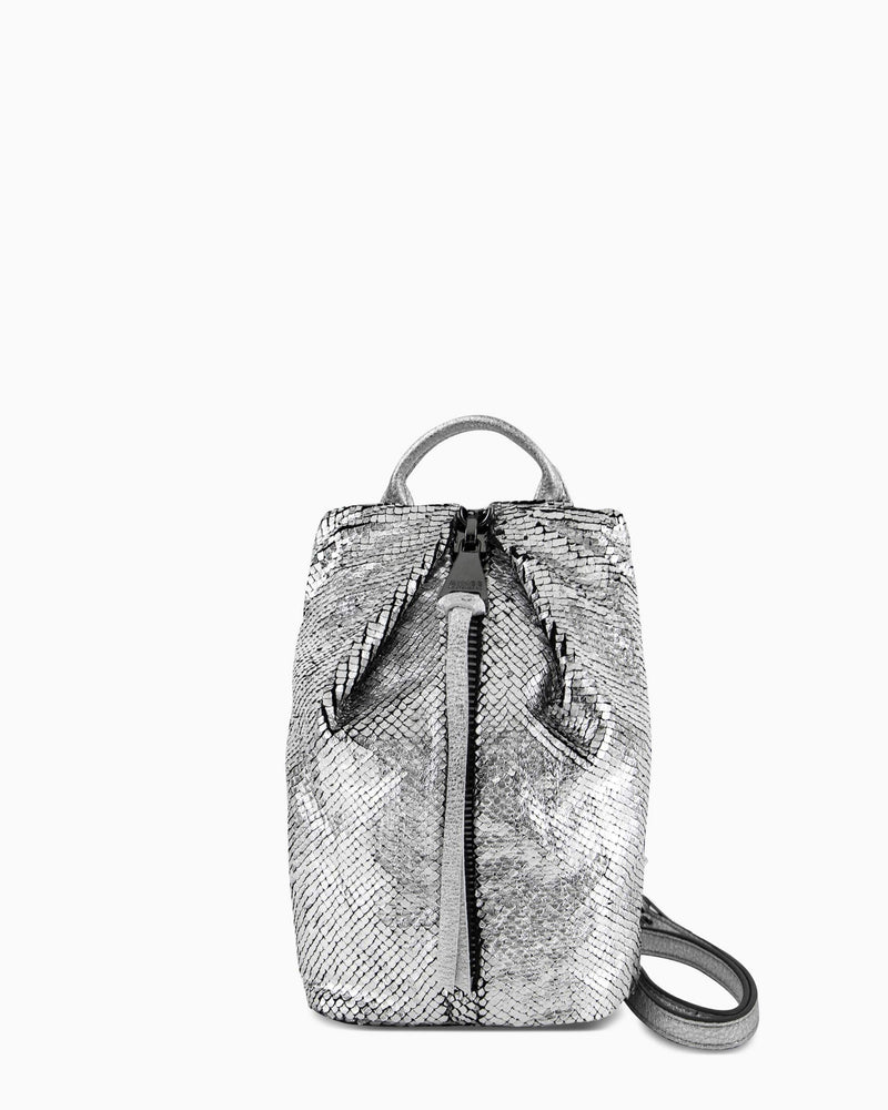 Tamitha Mini Crossbody - silver scales front