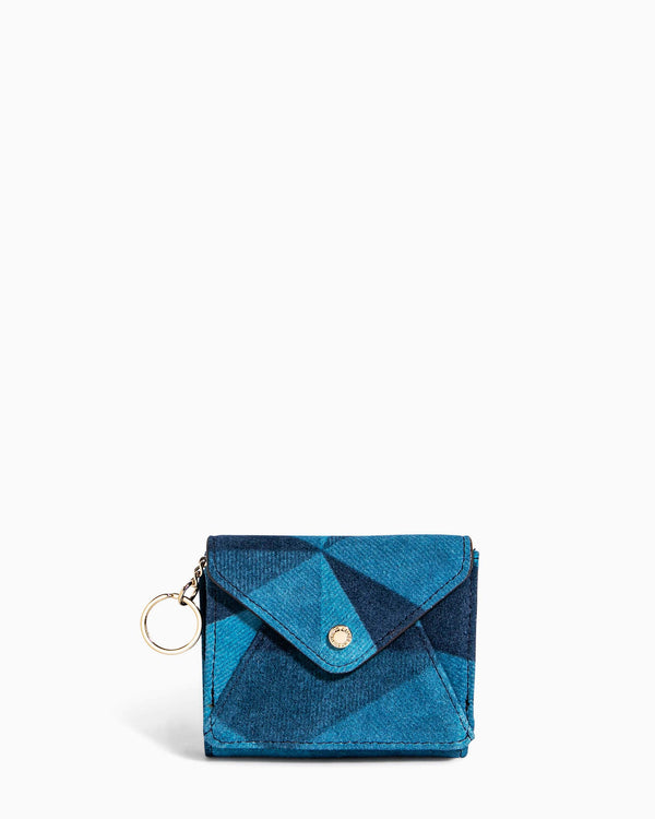 Ashley Trifold Wallet Denim Patchwork - front